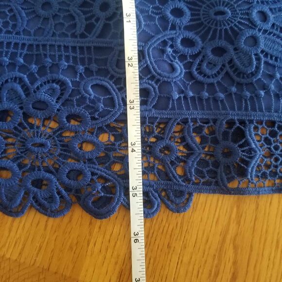 GUESS Blue Solstice Lace Crochet Ruffle Strappy Bodycon Party Wedding Dress 4/Sm - Picture 7 of 9